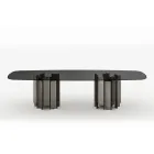 Modern Glass and Metal Dining Table Made in Italy - Duna Viadurini