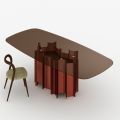 Modern Glass and Metal Dining Table Made in Italy - Duna