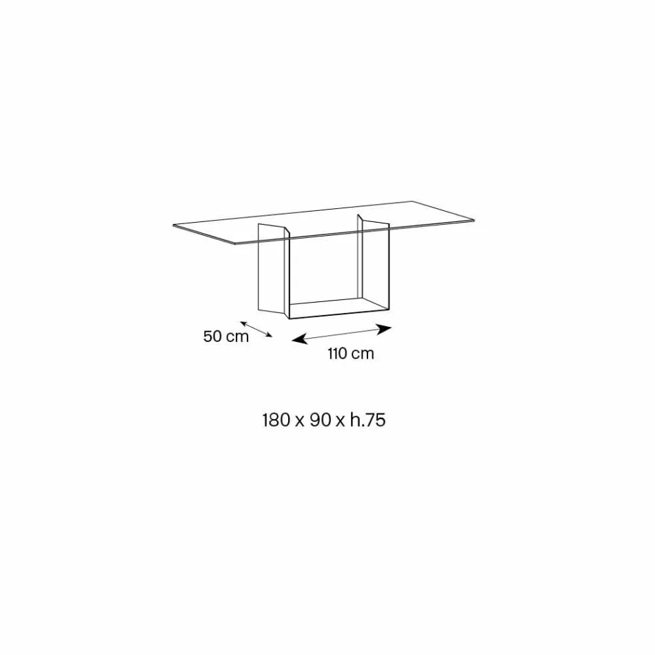 Dining Table in Smoked or Extra-clear Glass and Metal Made in Italy - Moro Viadurini