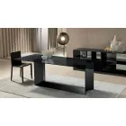 Dining Table in Smoked or Extra-clear Glass and Metal Made in Italy - Moro Viadurini
