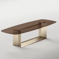 Made in Italy Design Dining Table in Fused Glass in Bronze or Smoke - Moro