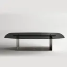 Made in Italy Design Dining Table in Fused Glass in Bronze or Smoke - Moro Viadurini
