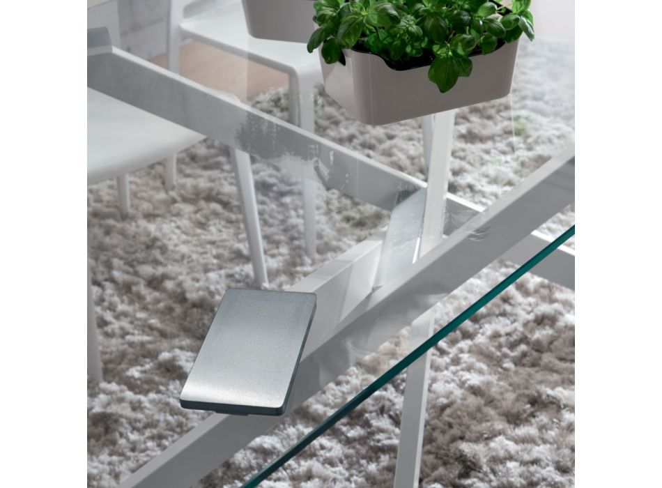 Luxury Tempered Glass and Metal Dining Table Made in Italy - Carlino Viadurini