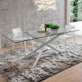 Dining Table in Tempered Glass and Luxury Metal Made in Italy - Carlino