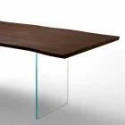 Modern dining table 100x200cm in wood with Flora glass legs Viadurini