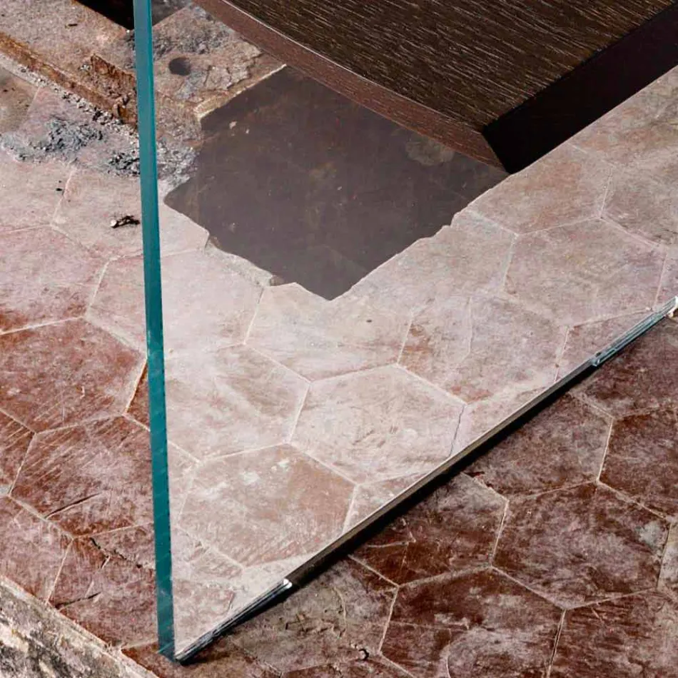 Modern dining table 100x200cm in wood with Flora glass legs Viadurini