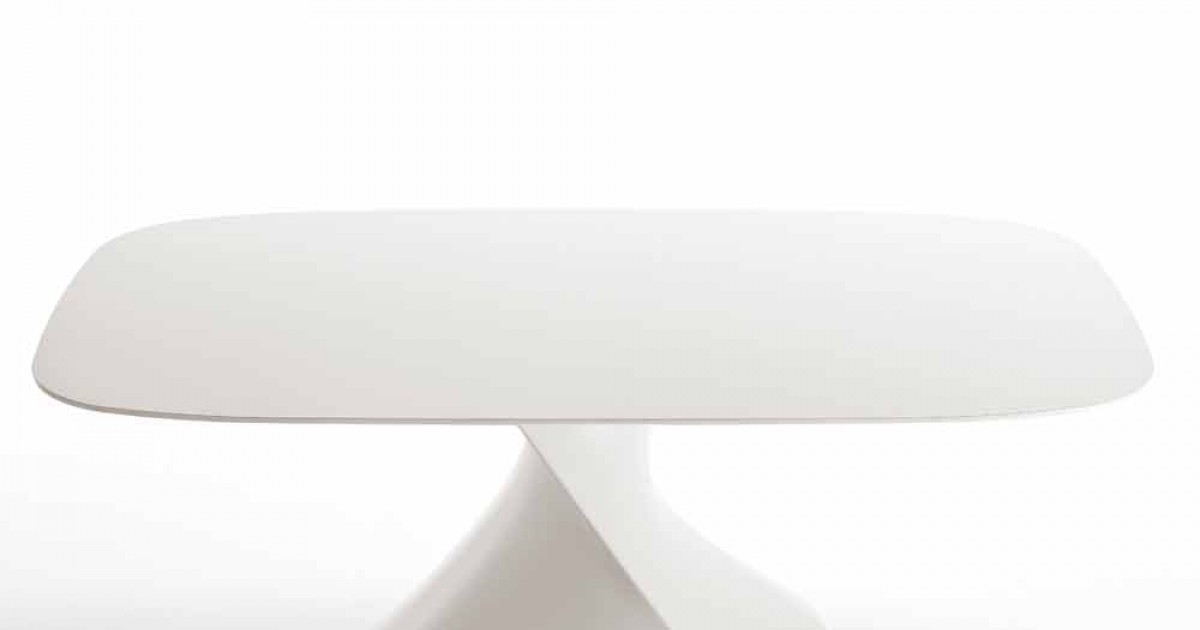 White dining table made of MDF with oak finish 100x200 cm Clark