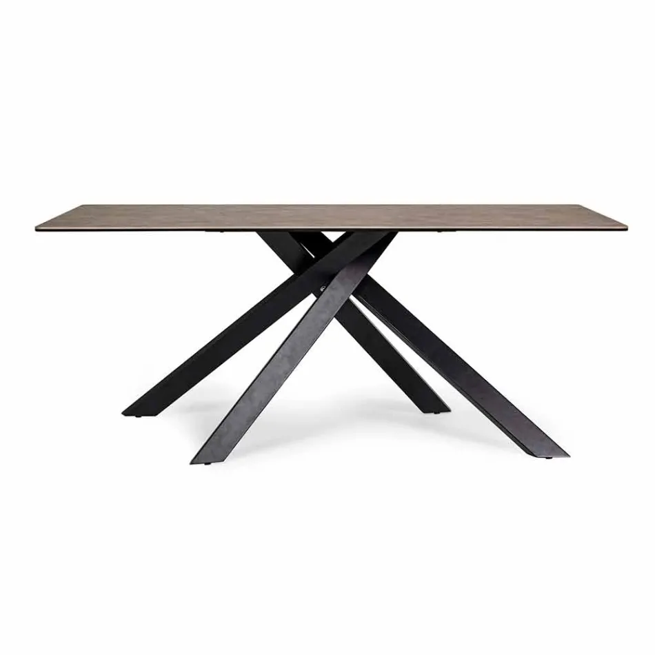 Modern Dining Table with Ceramic and Glass Top Homemotion - Ringo Viadurini