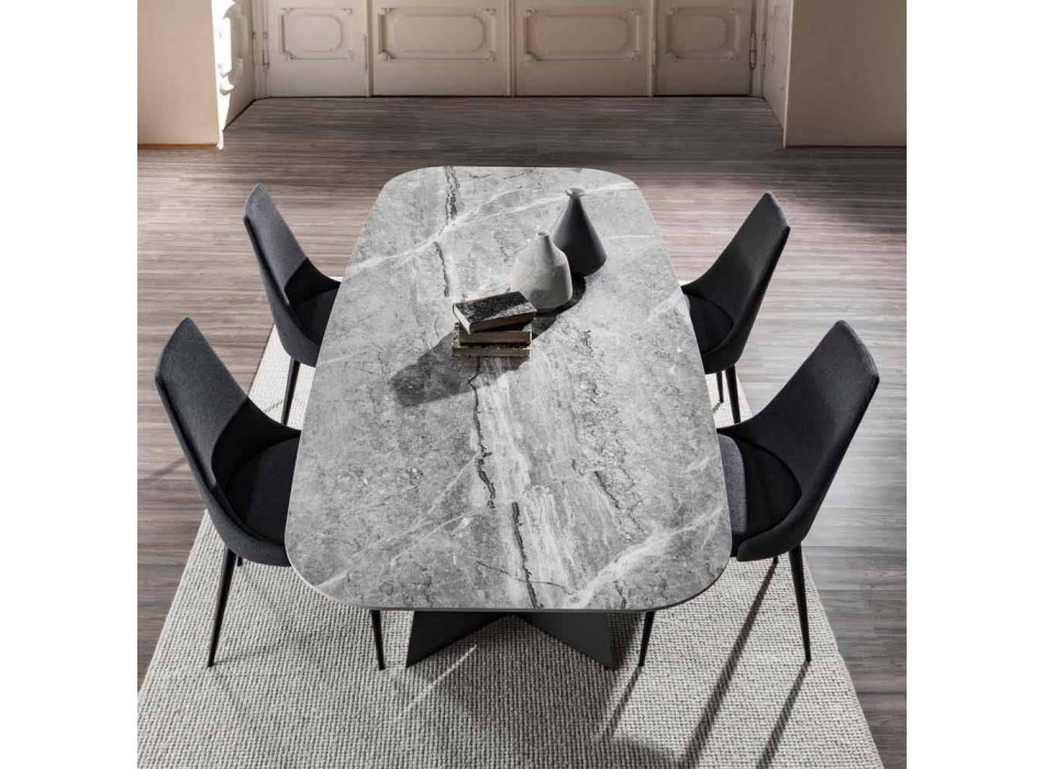 Modern Dining Table with Porcelain Stoneware Top - Meduno Viadurini