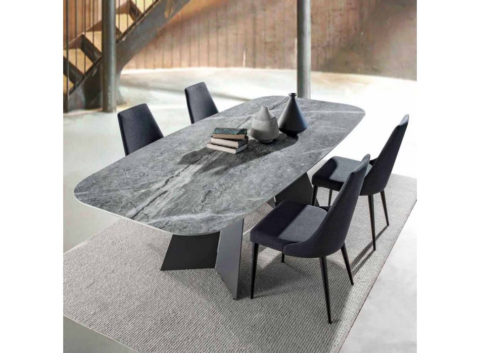 Modern Dining Table with Porcelain Stoneware Top - Meduno Viadurini