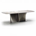 Luxury Dining Table in Stoneware and Ash Wood Made in Italy - Croma
