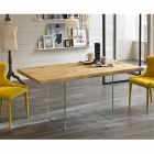 Modern dining table in oak veneer, Nico glass legs Viadurini