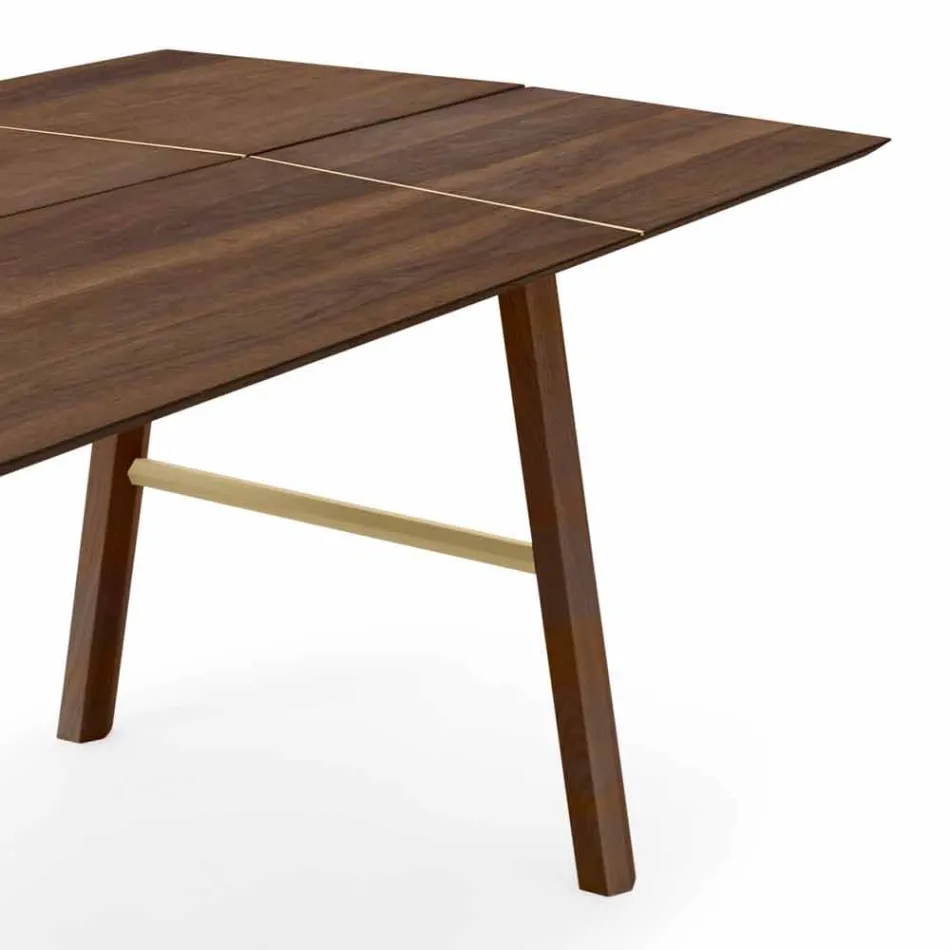 Modern Dining Table in Ash Wood with Black or Gold Details - Andria Viadurini
