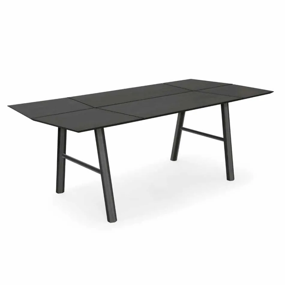 Modern Dining Table in Ash Wood with Black or Gold Details - Andria Viadurini