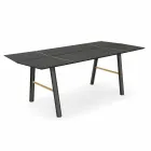 Modern Dining Table in Ash Wood with Black or Gold Details - Andria Viadurini