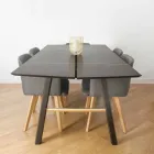 Modern Dining Table in Ash Wood with Black or Gold Details - Andria Viadurini