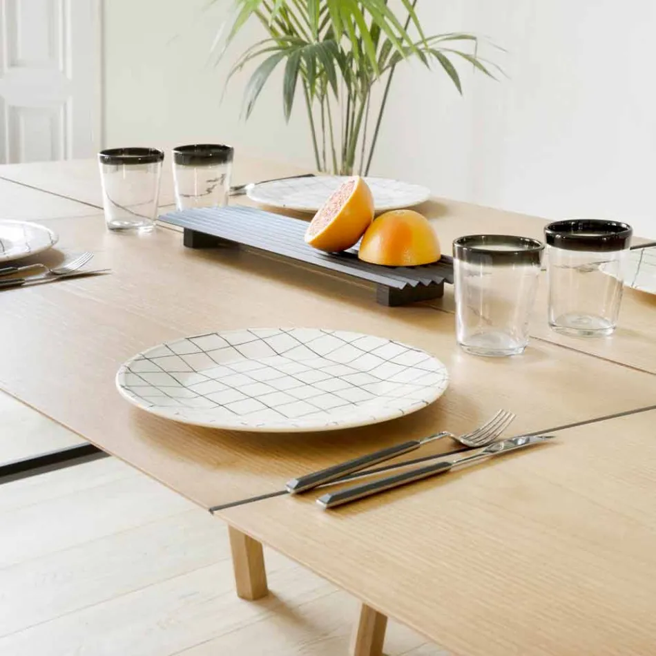 Modern Dining Table in Ash Wood with Black or Gold Details - Andria Viadurini