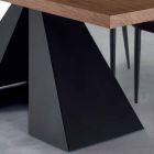 Modern Dining Table in Veneered Wood and Steel Made in Italy - Dalmata Viadurini
