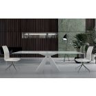 Modern Dining Table in Glass and White Steel Made in Italy - Dalmatian Viadurini