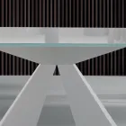 Modern Dining Table in Glass and White Steel Made in Italy - Dalmatian Viadurini