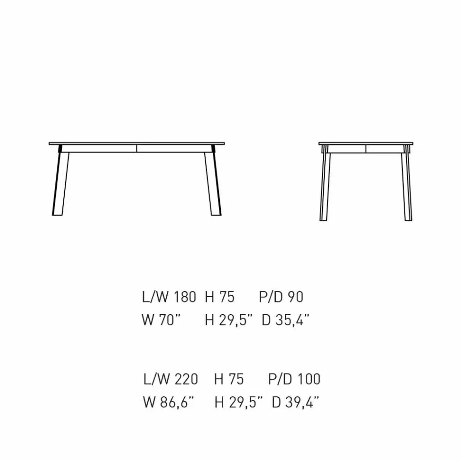 Modern Dining Table Wooden Top and Steel Base Made in Italy - Aronte Viadurini