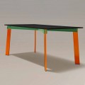 Modern Dining Table Wooden Top and Steel Base Made in Italy - Aronte