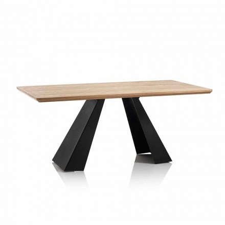 Modern Rectangular Dining Table with Top in Oak Color Mdf - Volo Viadurini