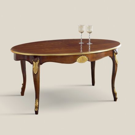 Extendable Oval Dining Table 270 cm in Wood Made in Italy - Baroque Viadurini