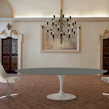 Oval Dining Table with Luxury Made in Italy Fenix Top - Dollars Viadurini