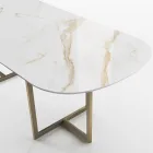 Oval Dining Table in Porcelain Stoneware and Metal Made in Italy - Emilio Viadurini