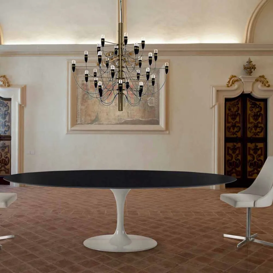 Oval Dining Table in Laminate and Aluminum Made in Italy, Precious - Dollars Viadurini