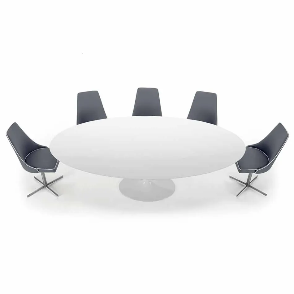 Oval Dining Table in Laminate and Aluminum Made in Italy, Precious - Dollars Viadurini