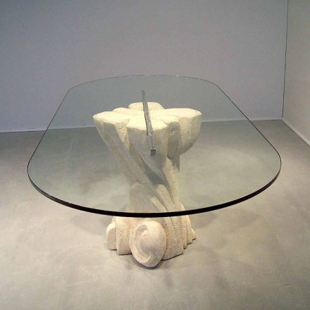 Oval oak dining table with modern Aphrodite crystal design Viadurini