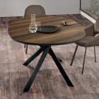Oval Dining Table in Oak Veneer and Black Metal Base - Domo Viadurini