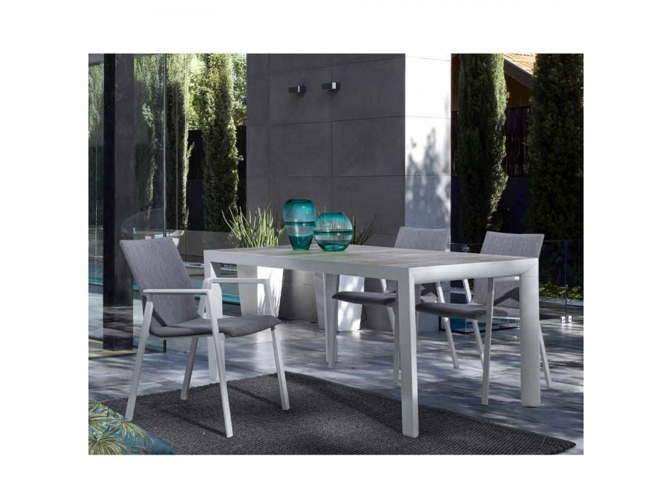 Outdoor Dining Table with Ceramic Top and Aluminum Base - Jen Viadurini