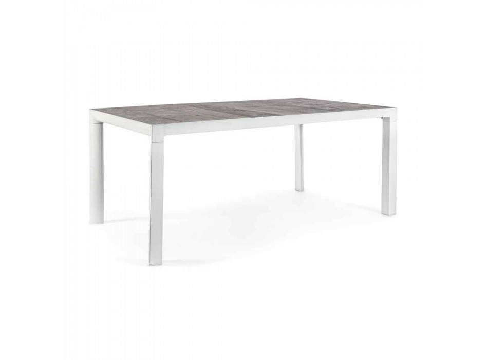 Outdoor Dining Table with Ceramic Top and Aluminum Base - Jen Viadurini
