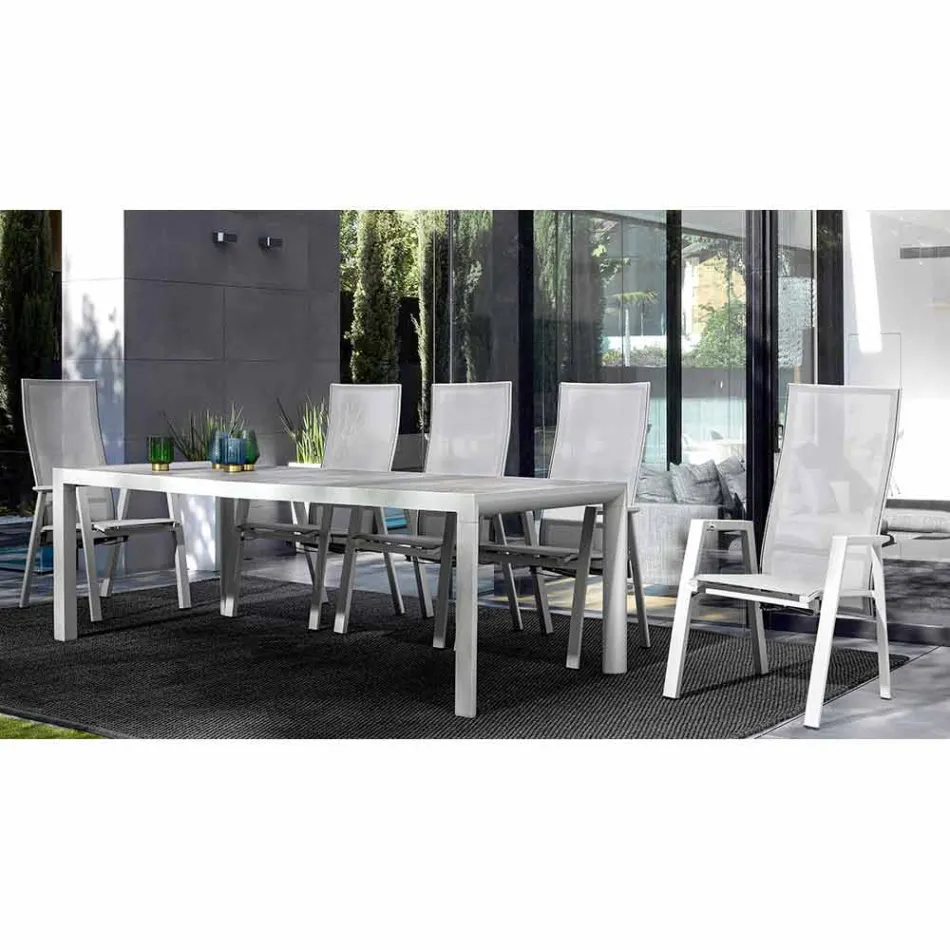 Outdoor Dining Table in Ceramic and Aluminum, Homemotion - Salem Viadurini