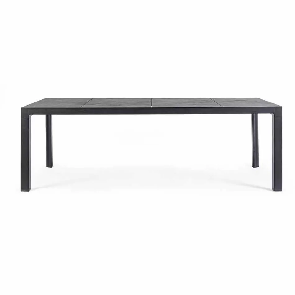 Outdoor Dining Table in Ceramic and Aluminum, Homemotion - Salem Viadurini