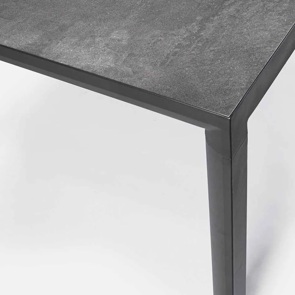 Outdoor Dining Table in Ceramic and Aluminum, Homemotion - Salem Viadurini