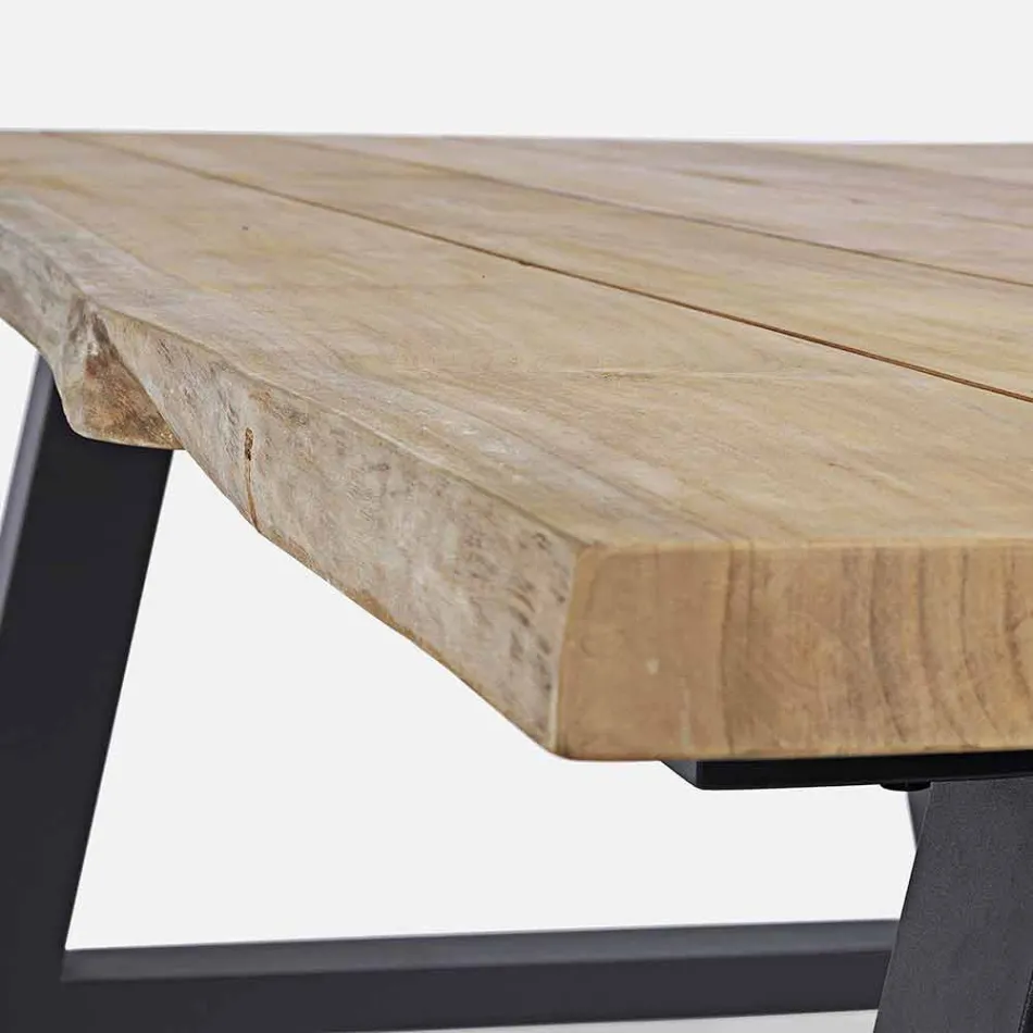 Outdoor Dining Table in Teak and Aluminum, Homemotion - Rolando Viadurini