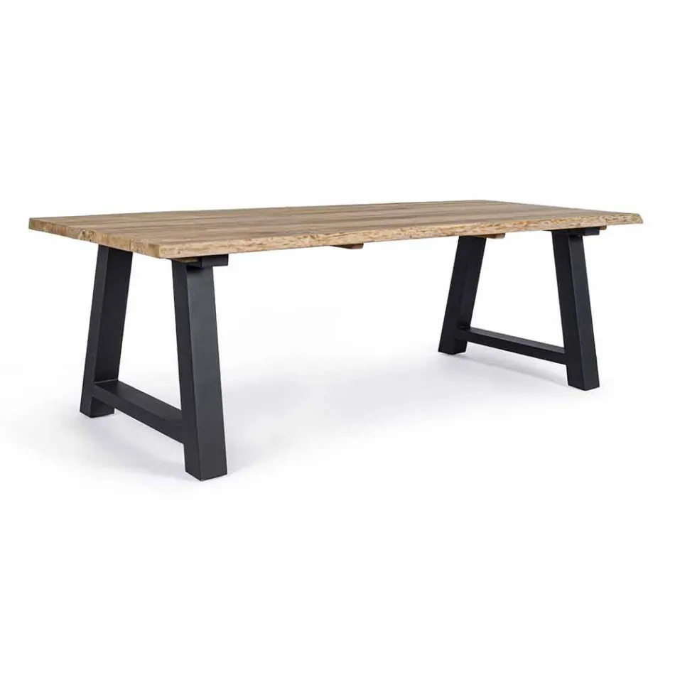 Outdoor Dining Table in Teak and Aluminum, Homemotion - Rolando Viadurini