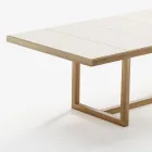 Garden Dining Table in Iroko Wood and Stoneware Made in Italy - Bresson Viadurini