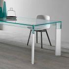 Dining Table Glass Top and Solid Wood Base Made in Italy - Presino Viadurini