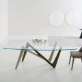 Dining Table Glass Top and Polyurethane Legs 2 Sizes - Stalto