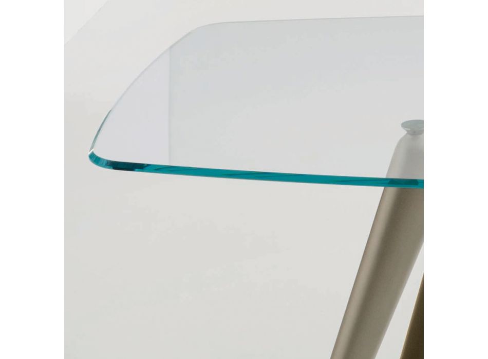 Dining Table Glass Top and Polyurethane Legs 2 Sizes - Stalto Viadurini
