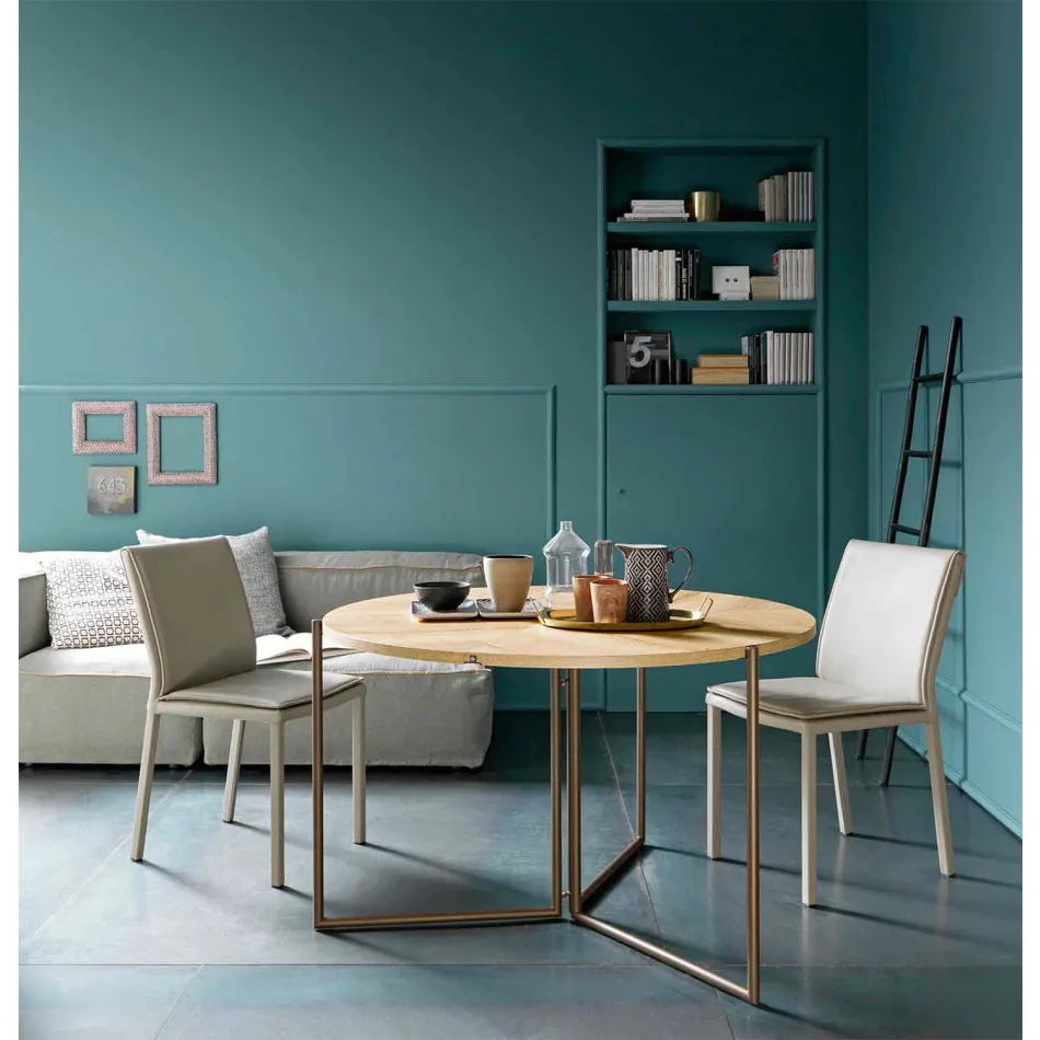 Modern Folding Dining Table in Wood and Metal Made in Italy - Menelao Viadurini