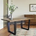 Dining Table Plated in Veneered Knotted Oak Made in Italy - Pilar
