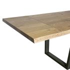 Dining Table Plated in Masellato Knotted Oak Made in Italy - Pilar Viadurini