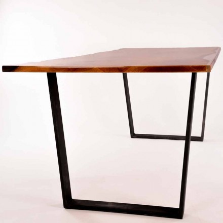 Rectangular design wooden dining table made in Italy Rino Viadurini
