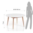 Round Dining Table Extendable Up to 160 cm in Mdf and Wood - Ciacco Viadurini